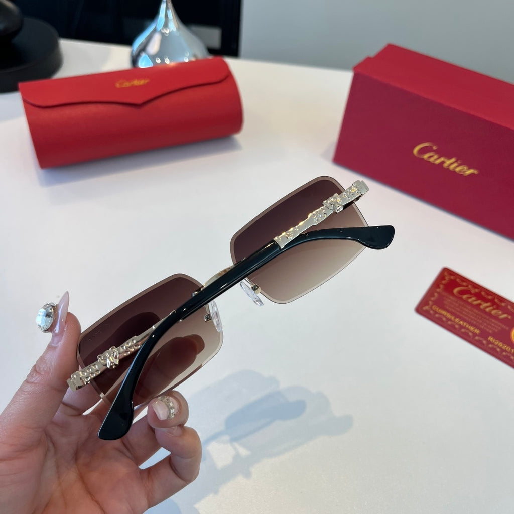 Cartier Lightweight Metal Rimless Red Lens Sunglasses for Men & Women - 372284 - detail image 8