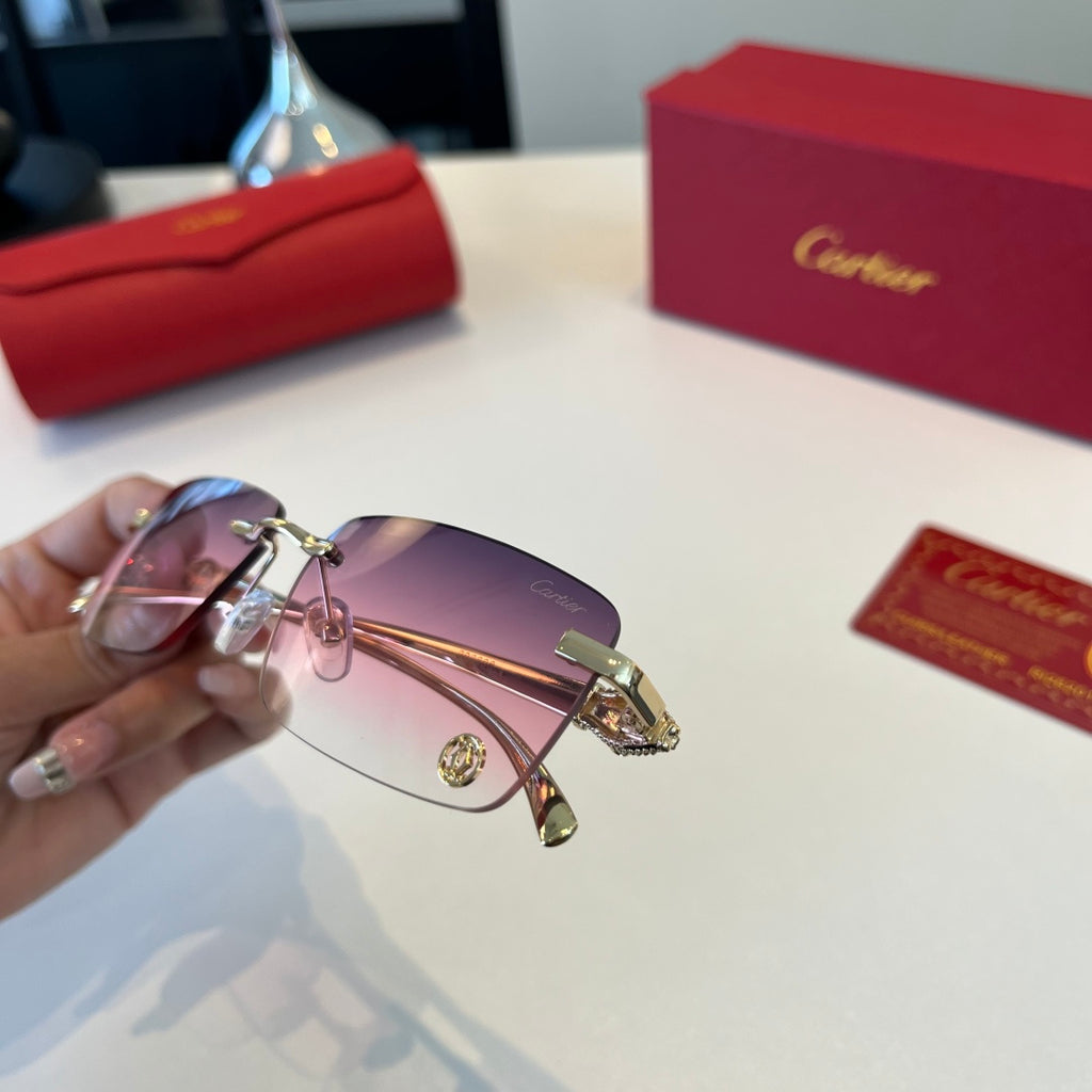 Cartier Lightweight Metal Rimless Silver Lens Sunglasses for Men & Wo - 372285 - detail image 5