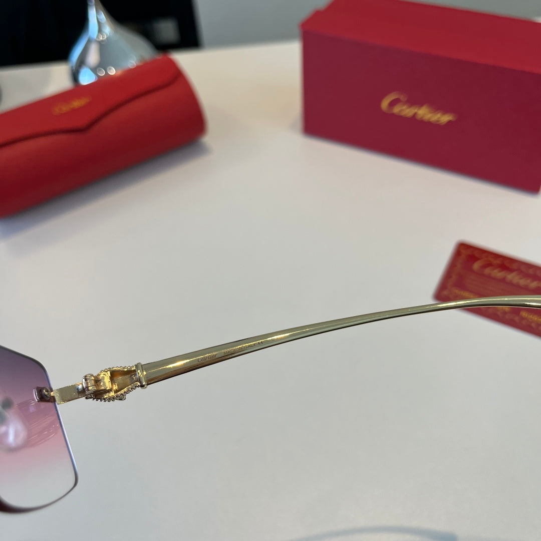 Cartier Lightweight Metal Rimless Silver Lens Sunglasses for Men & Wo - 372285 - detail image 9