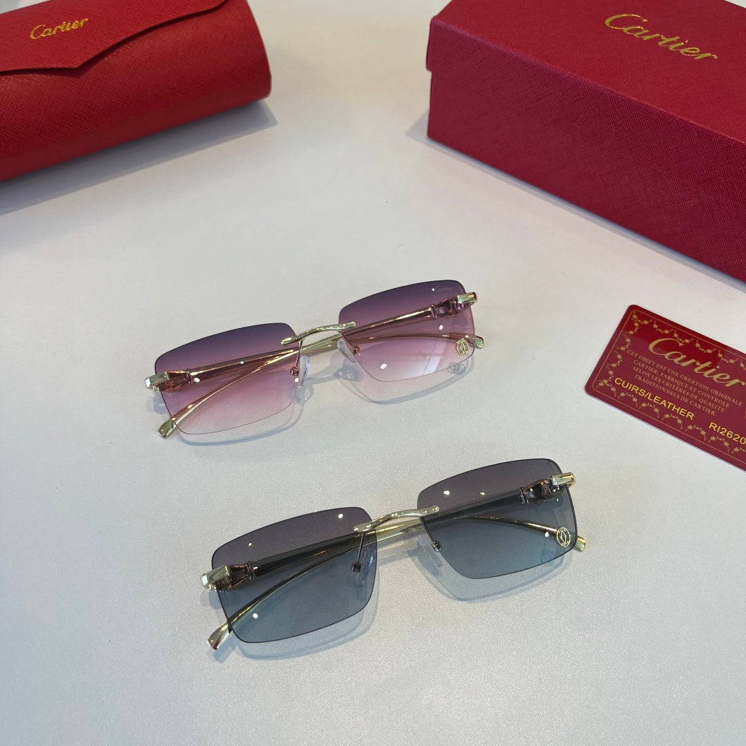 Cartier Lightweight Metal Rimless Silver Lens Sunglasses for Men & Wo - 372286 - detail image 11