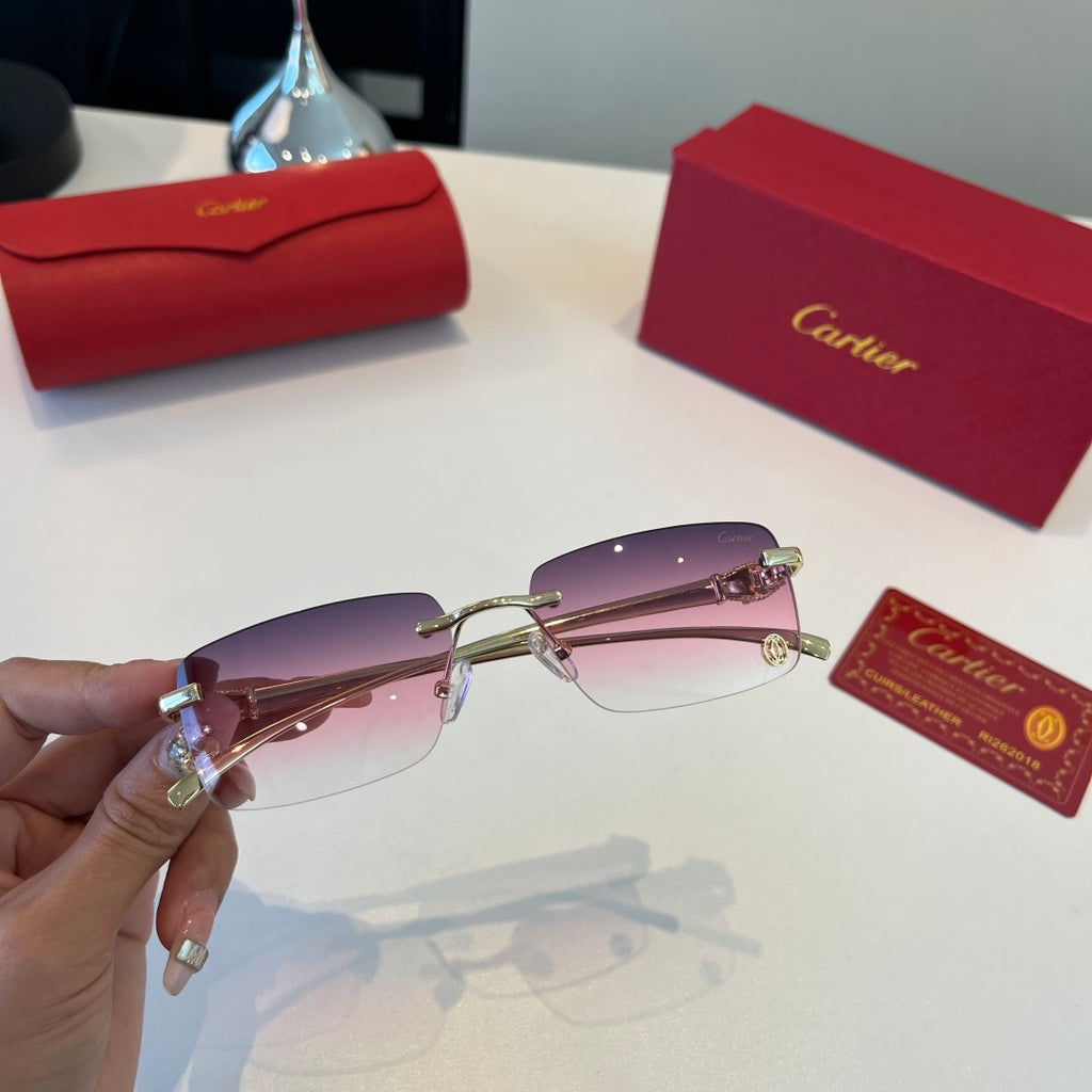 Cartier Lightweight Metal Rimless Silver Lens Sunglasses for Men & Wo - 465816 - detail image 6