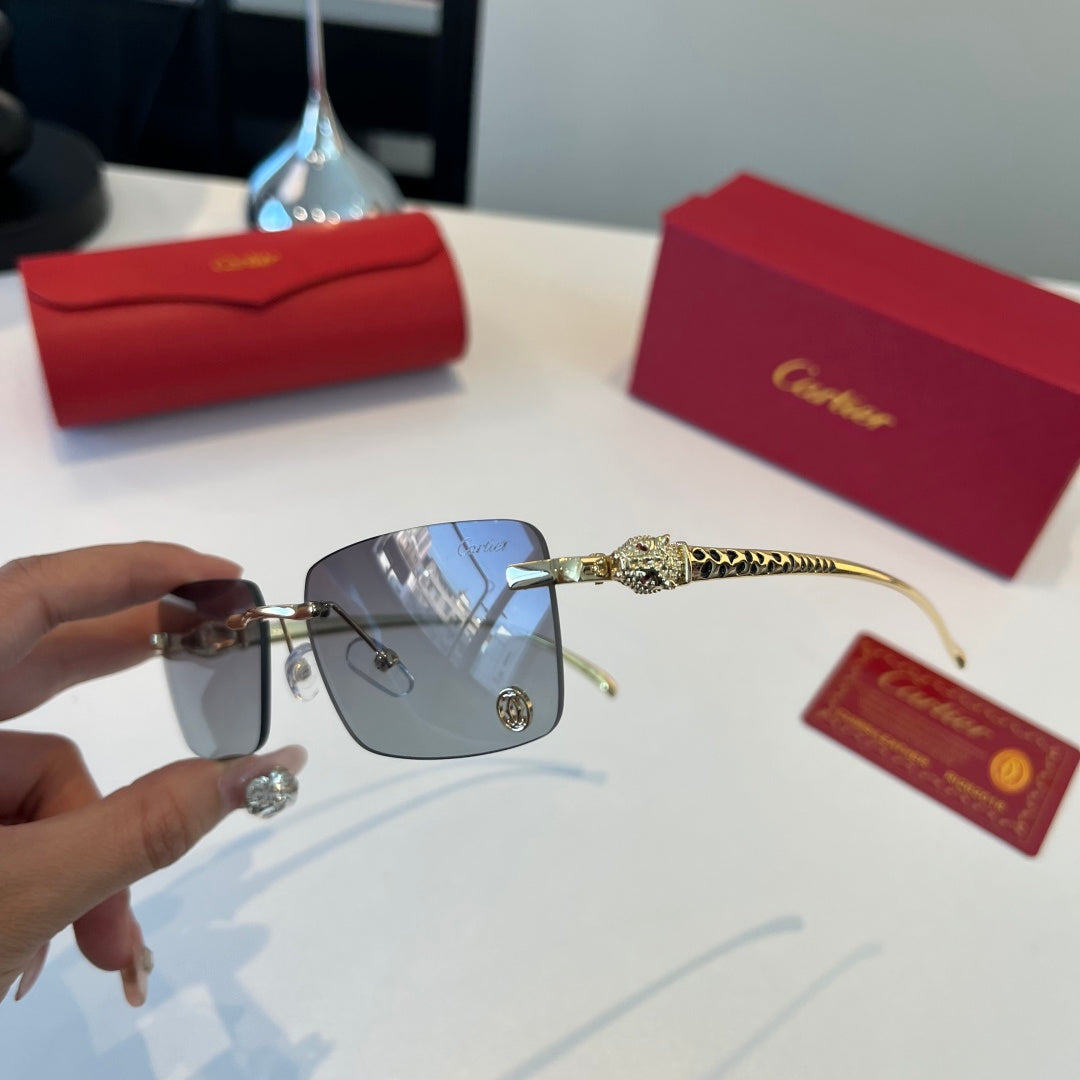 Cartier Lightweight Metal Rimless Silver Lens Sunglasses for Men & Wo - 372286 - detail image 10