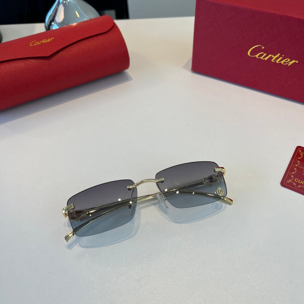 Cartier Lightweight Metal Rimless Silver Lens Sunglasses for Men & Wo - 372286 - detail image 4