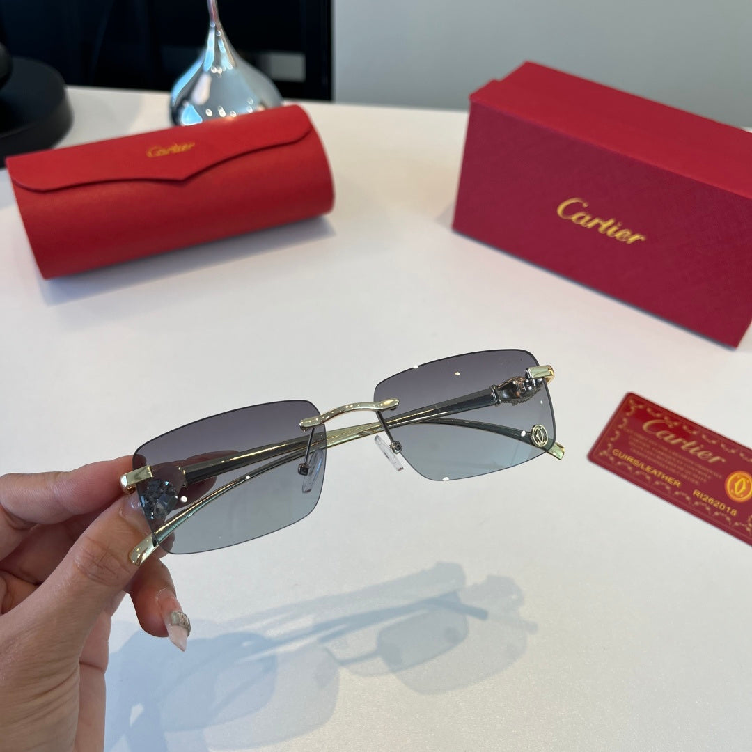 Cartier Lightweight Metal Rimless Silver Lens Sunglasses for Men & Wo - 372286 - detail image 5