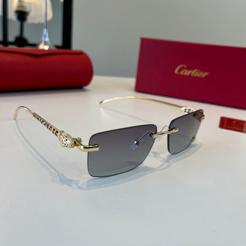 Cartier Lightweight Metal Rimless Silver Lens Sunglasses for Men & Wo - 432395