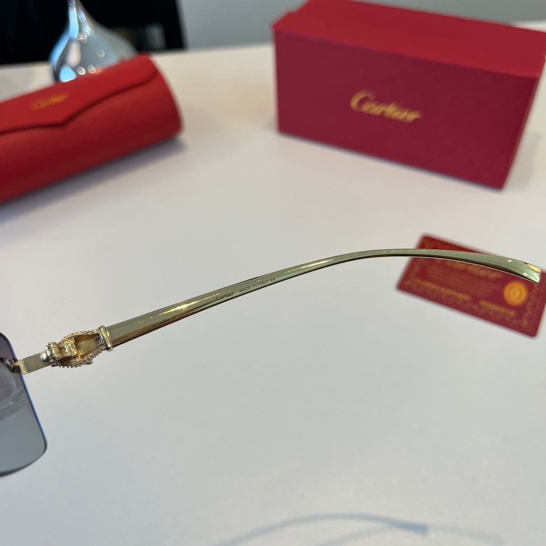 Cartier Lightweight Metal Rimless Silver Lens Sunglasses for Men & Wo - 372286 - detail image 9
