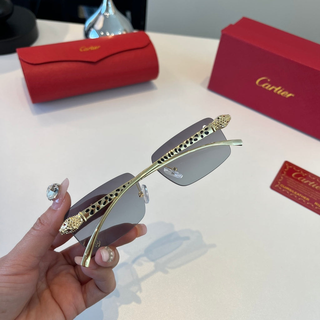 Cartier Lightweight Metal Rimless Red Lens Sunglasses for Men & Women - 372287 - detail image 12