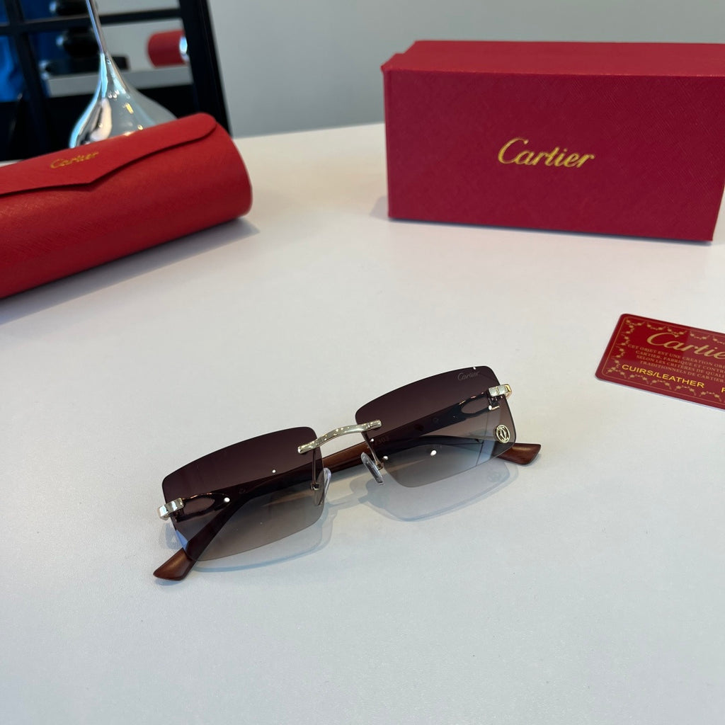Cartier Lightweight Metal Rimless Red Lens Sunglasses for Men & Women - 372287 - detail image 8