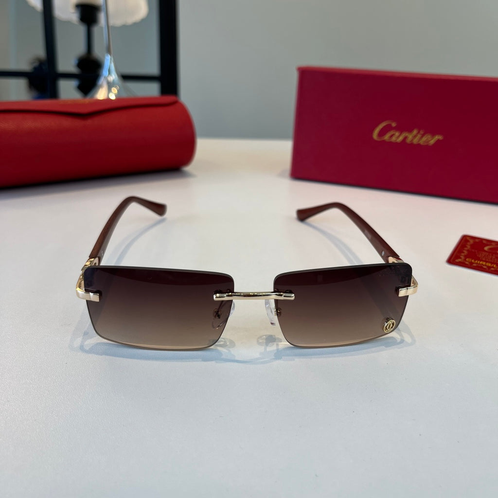 Cartier Lightweight Metal Rimless Red Lens Sunglasses for Men & Women - 372287 - detail image 2