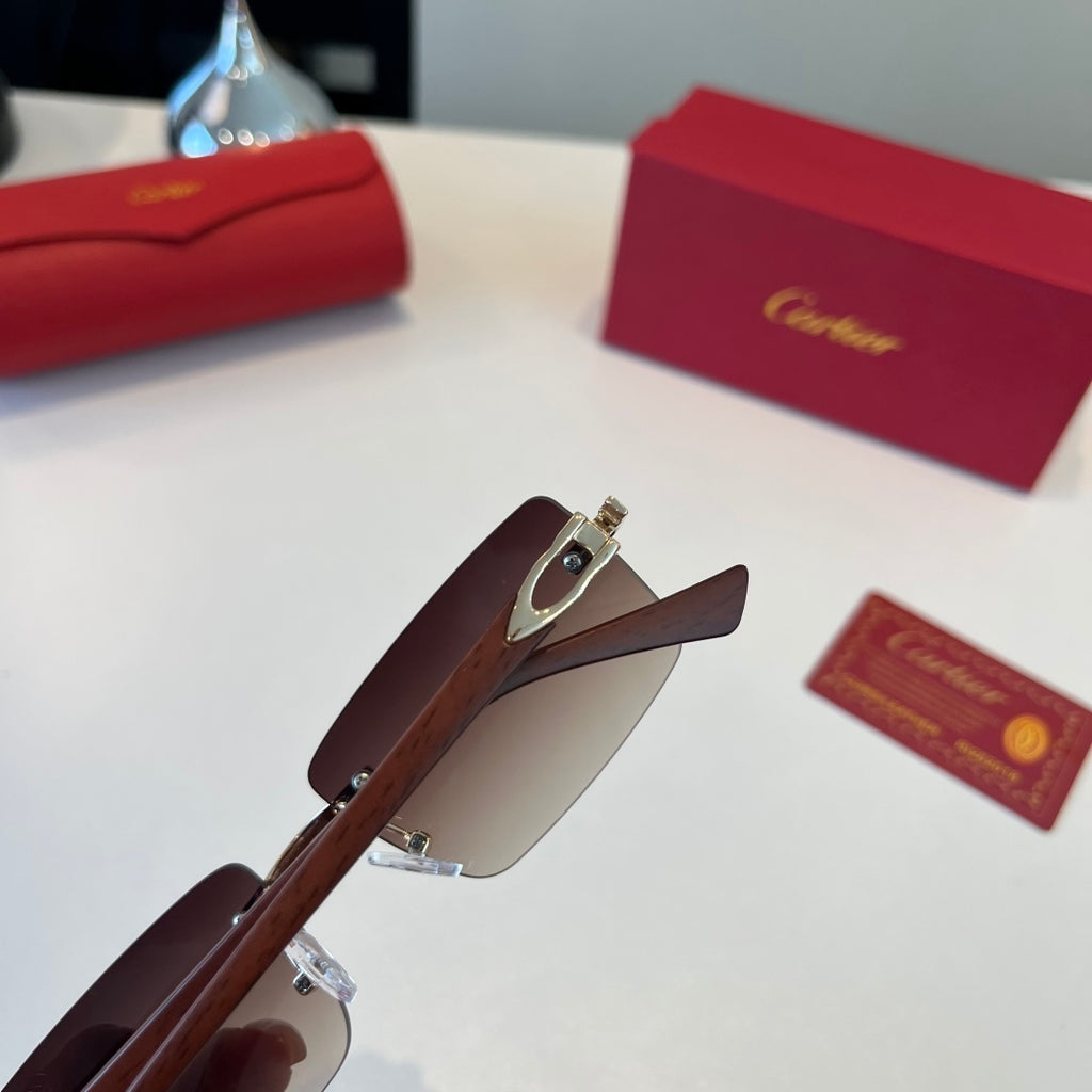 Cartier Lightweight Metal Rimless Red Lens Sunglasses for Men & Women - 372287 - detail image 7