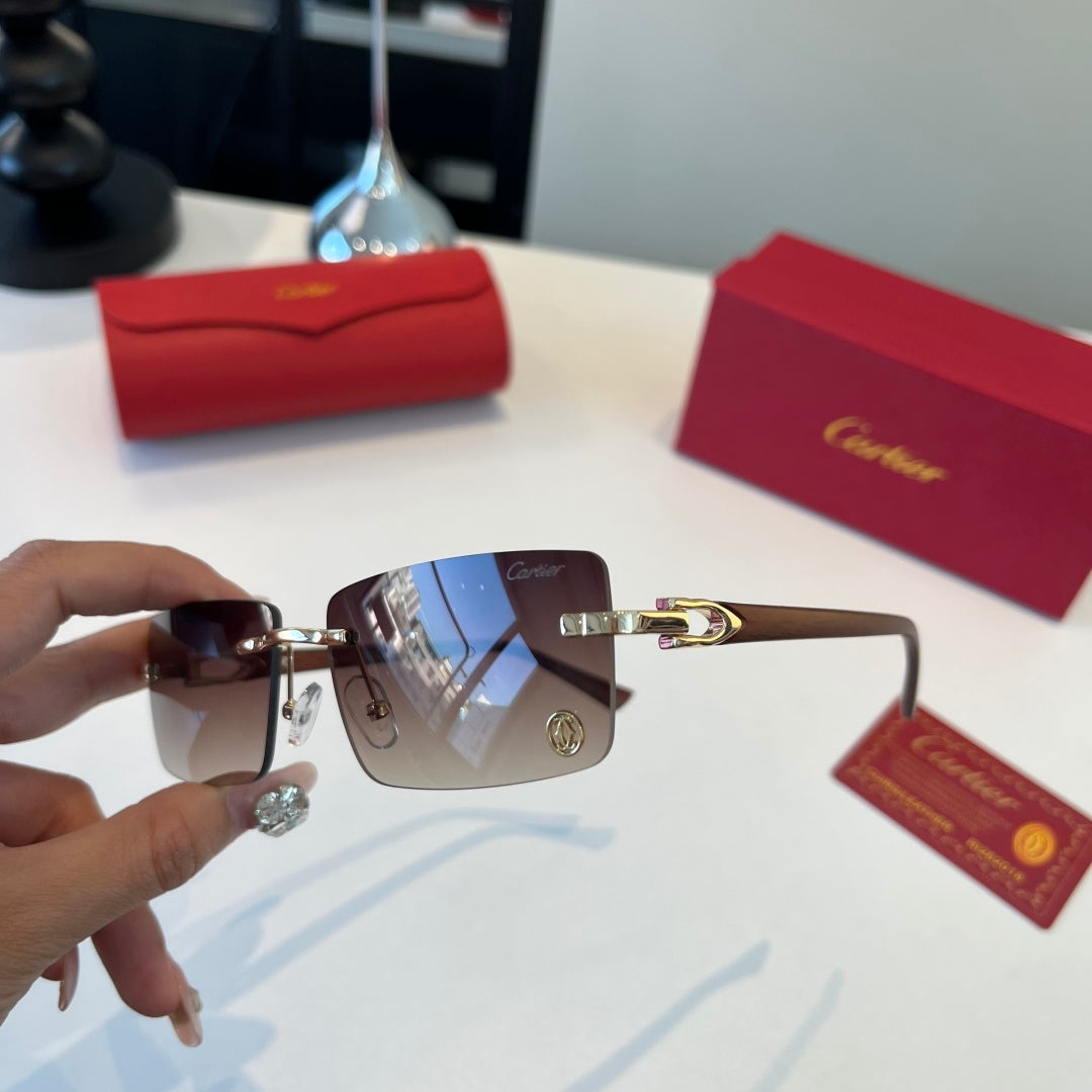 Cartier Lightweight Metal Rimless Red Lens Sunglasses for Men & Women - 372287 - detail image 4