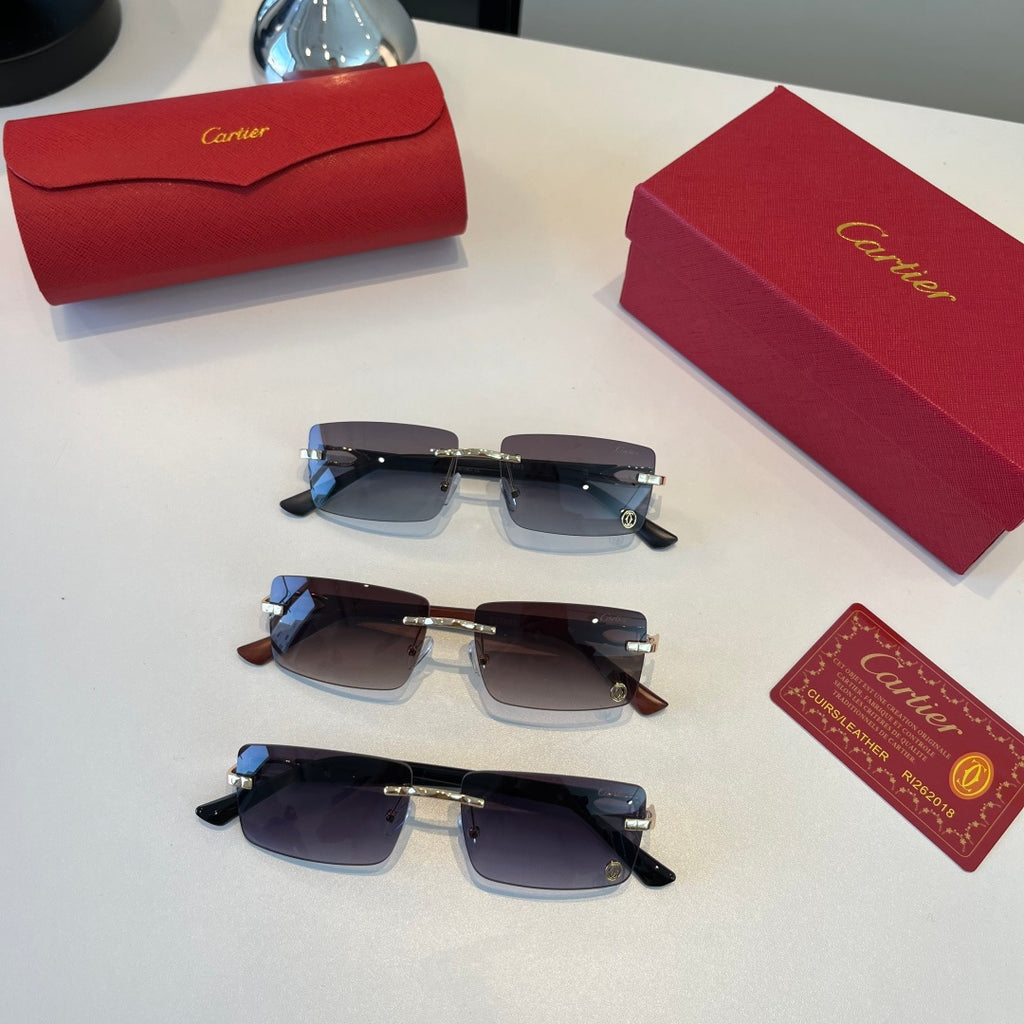 Cartier Lightweight Metal Rimless Silver Lens Sunglasses for Men & Wo - 372289 - detail image 12