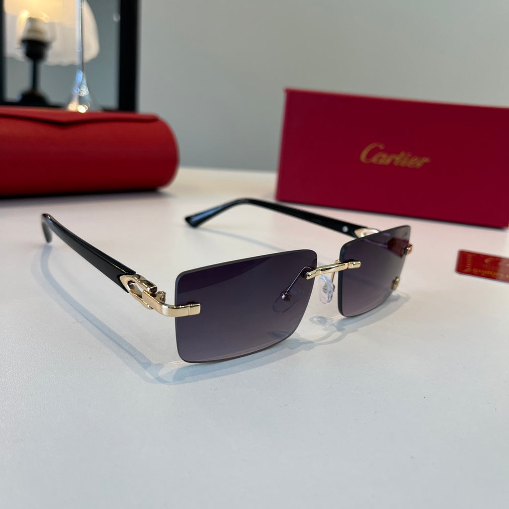 Cartier Lightweight Metal Rimless Silver Lens Sunglasses for Men & Wo - 372288