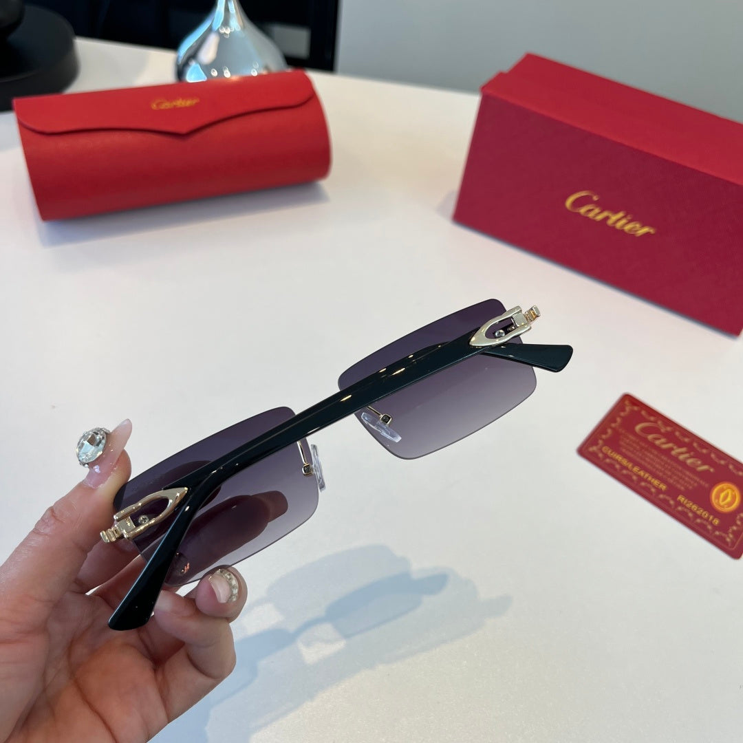 Cartier Lightweight Metal Rimless Silver Lens Sunglasses for Men & Wo - 372288 - detail image 7