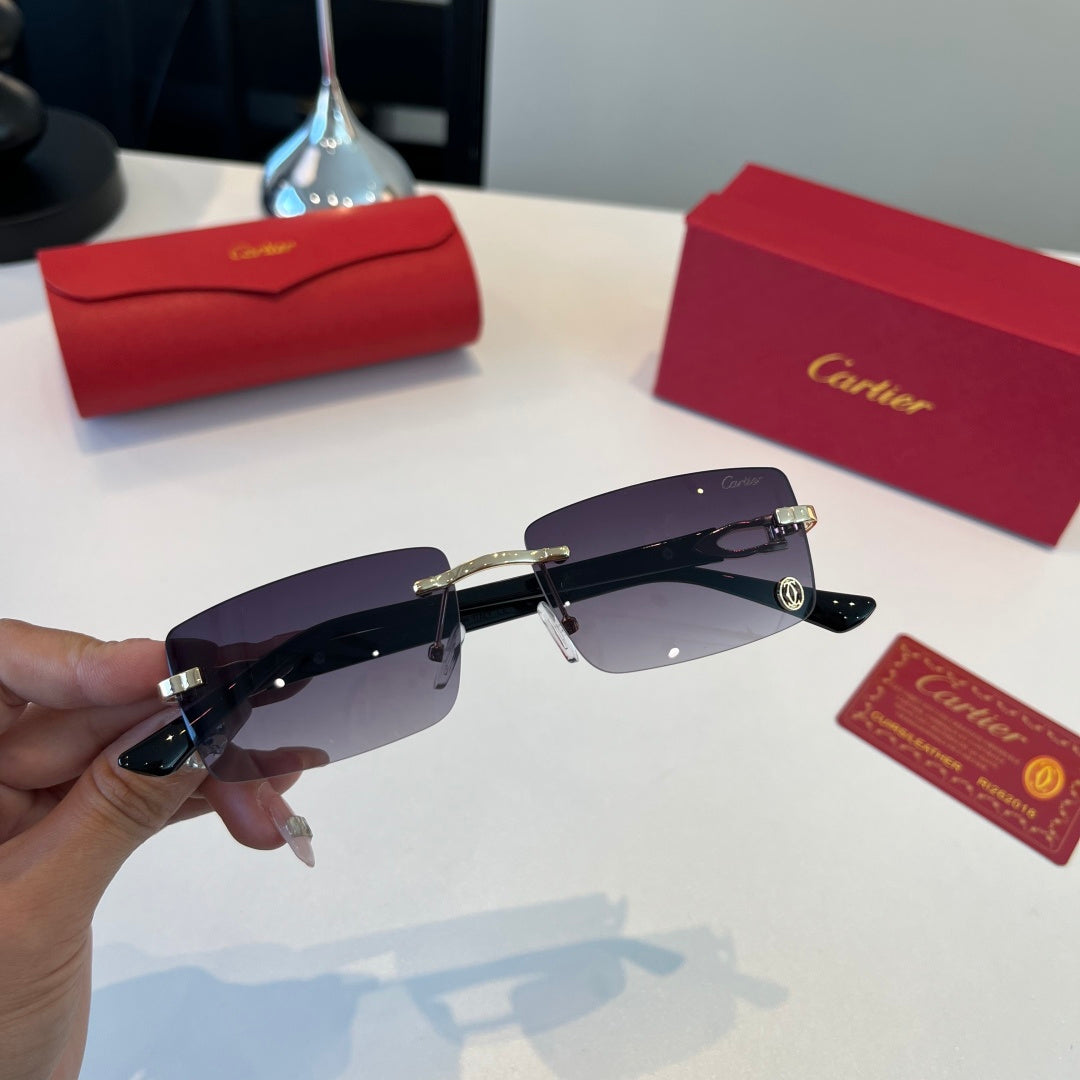 Cartier Lightweight Metal Rimless Silver Lens Sunglasses for Men & Wo - 372288 - detail image 4