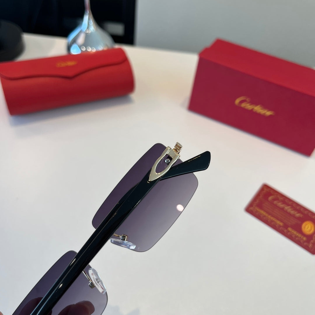 Cartier Lightweight Metal Rimless Silver Lens Sunglasses for Men & Wo - 372288 - detail image 6