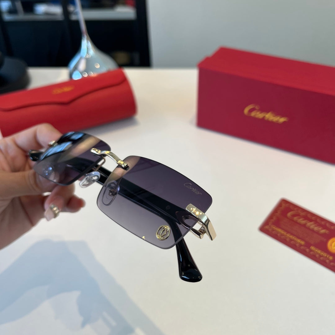 Cartier Lightweight Metal Rimless Silver Lens Sunglasses for Men & Wo - 372288 - detail image 5