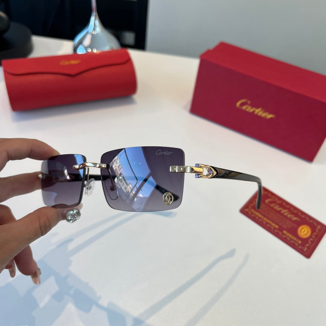 Cartier Lightweight Metal Rimless Silver Lens Sunglasses for Men & Wo - 372288 - detail image 9