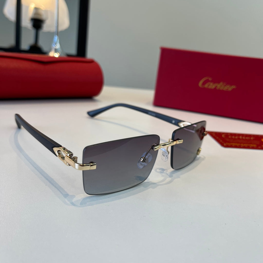 Cartier Lightweight Metal Rimless Silver Lens Sunglasses for Men & Wo - 372289