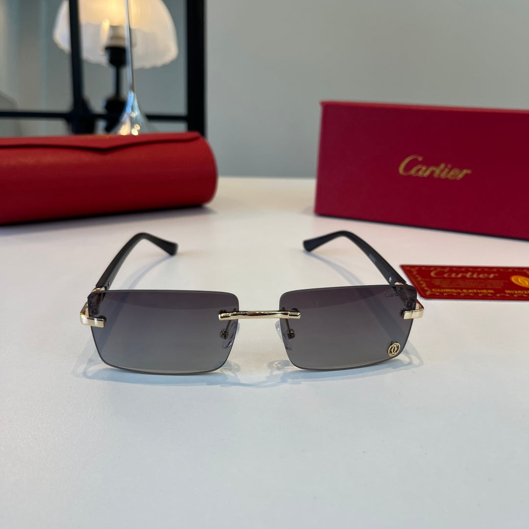 Cartier Lightweight Metal Rimless Silver Lens Sunglasses for Men & Wo - 372289 - detail image 2