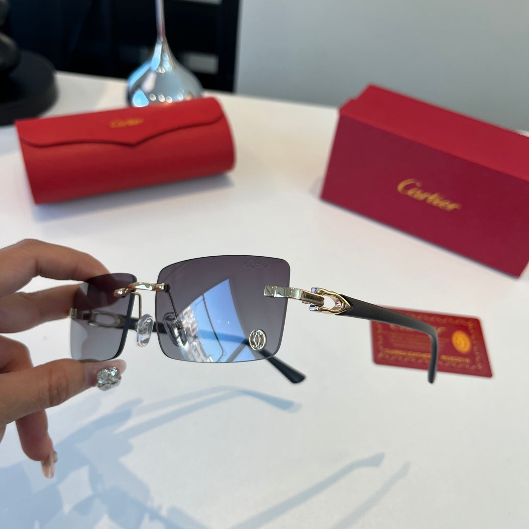 Cartier Lightweight Metal Rimless Silver Lens Sunglasses for Men & Wo - 372289 - detail image 4
