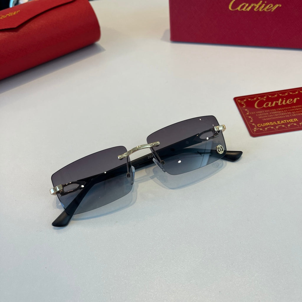 Cartier Lightweight Metal Rimless Silver Lens Sunglasses for Men & Wo - 372289 - detail image 7