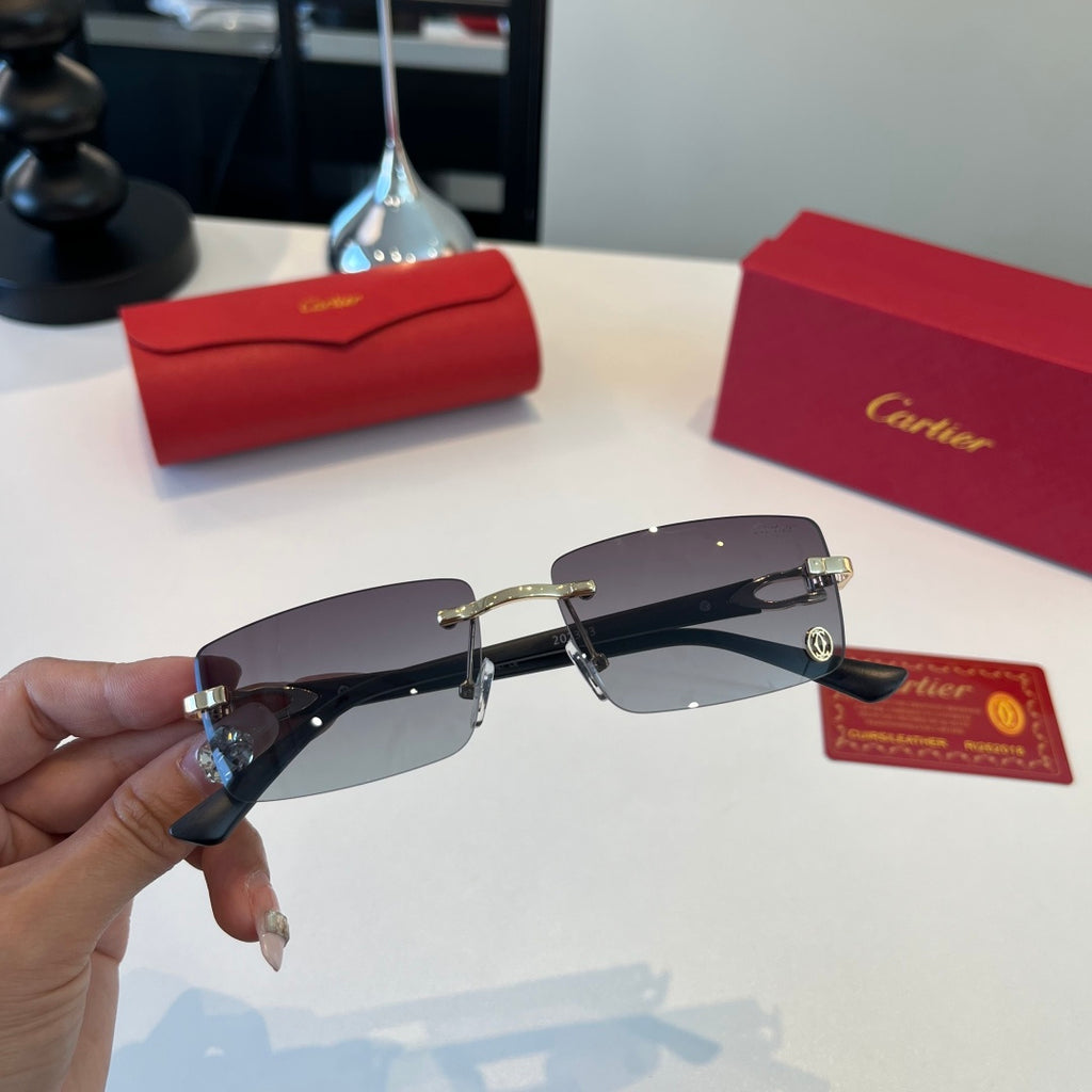 Cartier Lightweight Metal Rimless Silver Lens Sunglasses for Men & Wo - 372289 - detail image 6