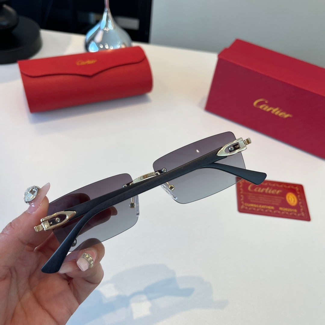 Cartier Lightweight Metal Rimless Silver Lens Sunglasses for Men & Wo - 372289 - detail image 9