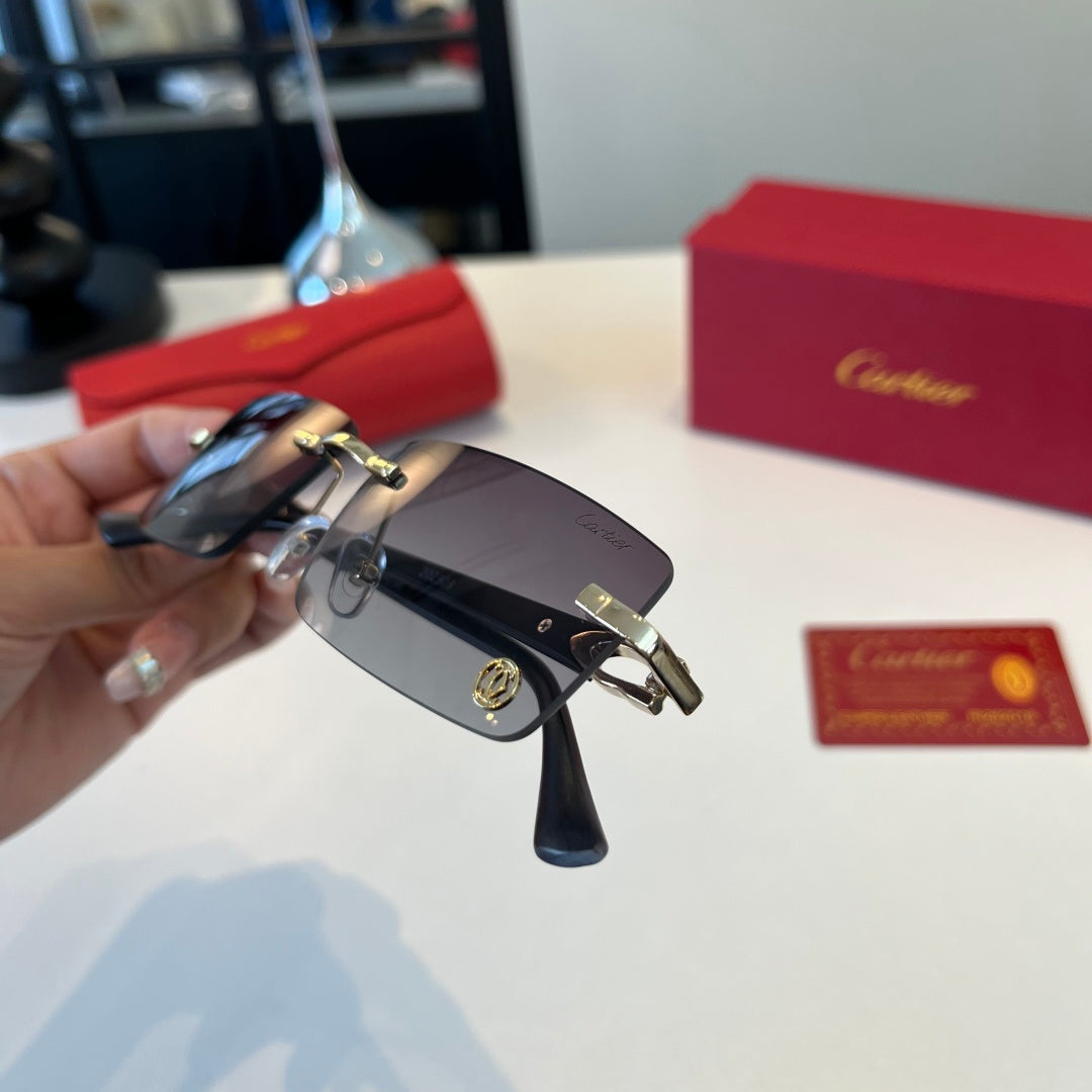 Cartier Lightweight Metal Rimless Silver Lens Sunglasses for Men & Wo - 372289 - detail image 5