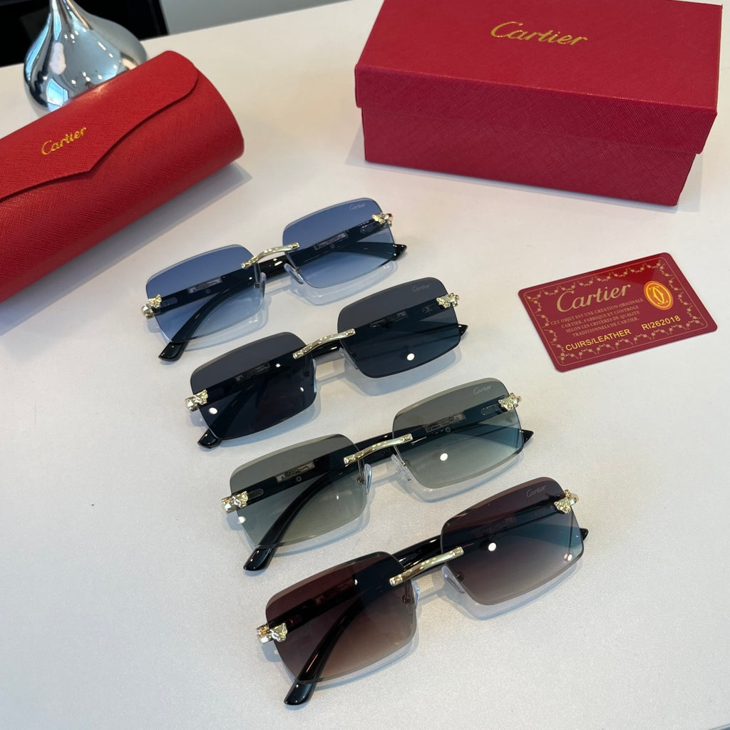 Cartier Lightweight Metal Rimless Silver Lens Sunglasses for Men & Wo - 372290 - detail image 10