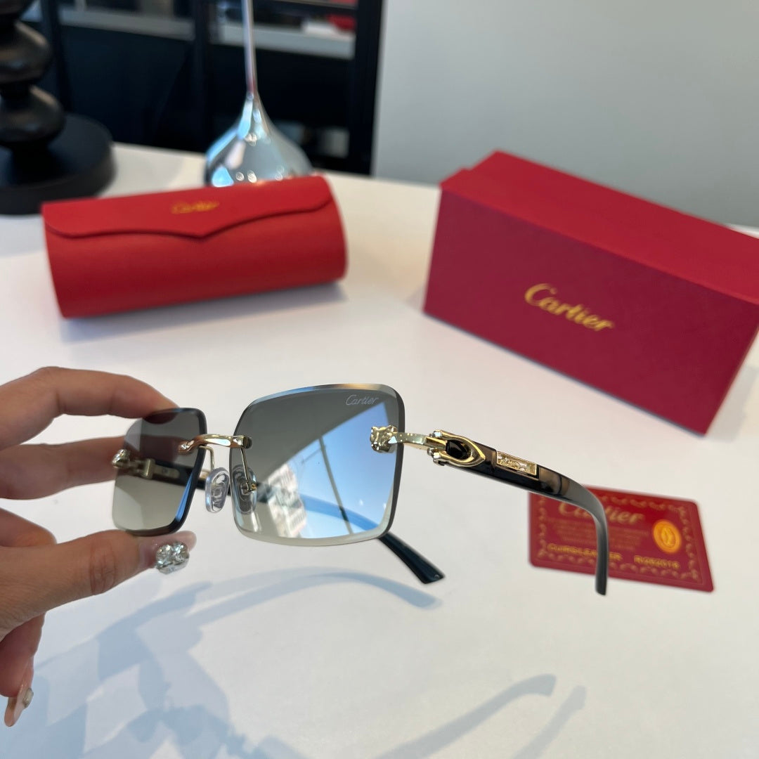 Cartier Lightweight Metal Rimless Silver Lens Sunglasses for Men & Wo - 372290 - detail image 4