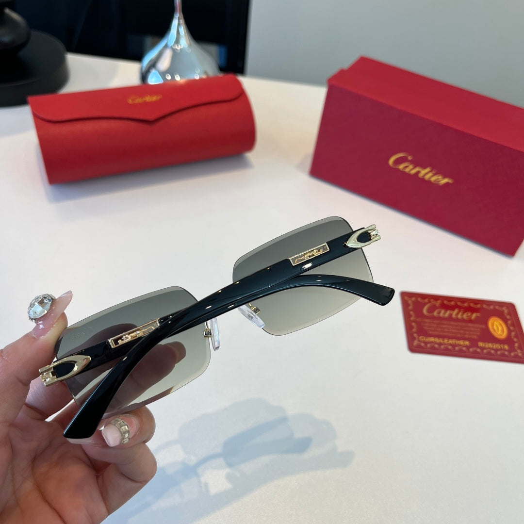 Cartier Lightweight Metal Rimless Silver Lens Sunglasses for Men & Wo - 372290 - detail image 6