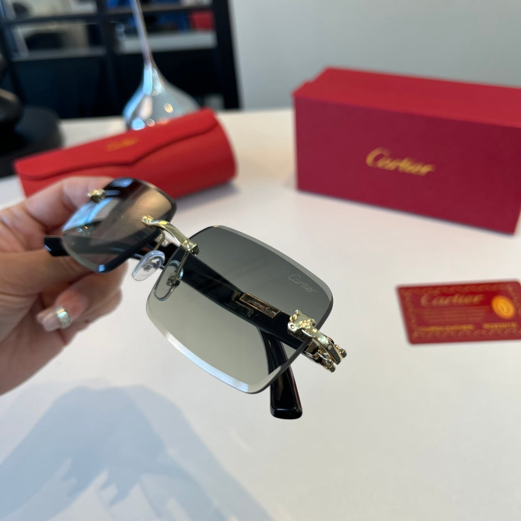 Cartier Lightweight Metal Rimless Silver Lens Sunglasses for Men & Wo - 372290 - detail image 8
