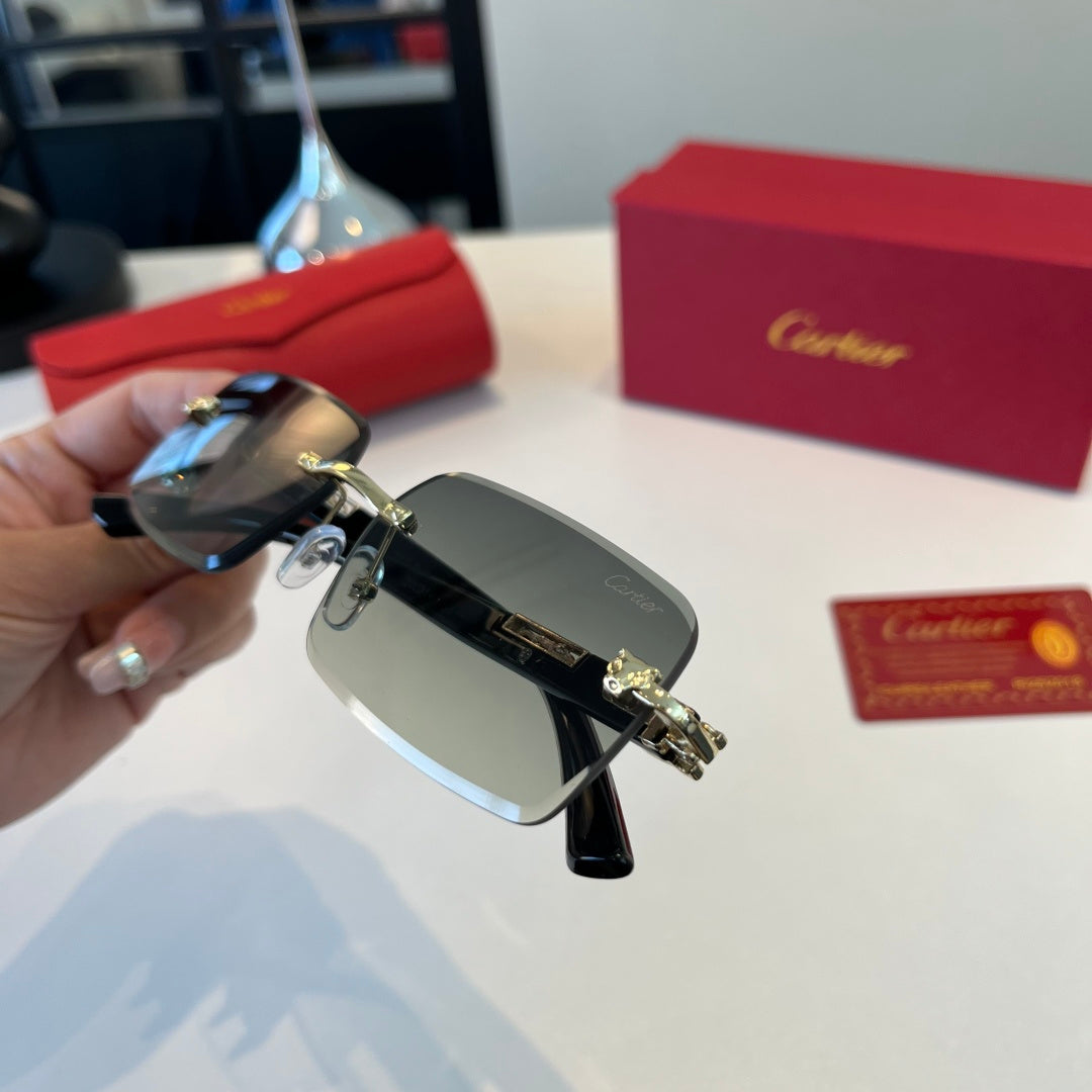 Cartier Lightweight Metal Rimless Silver Lens Sunglasses for Men & Wo - 372290 - detail image 8
