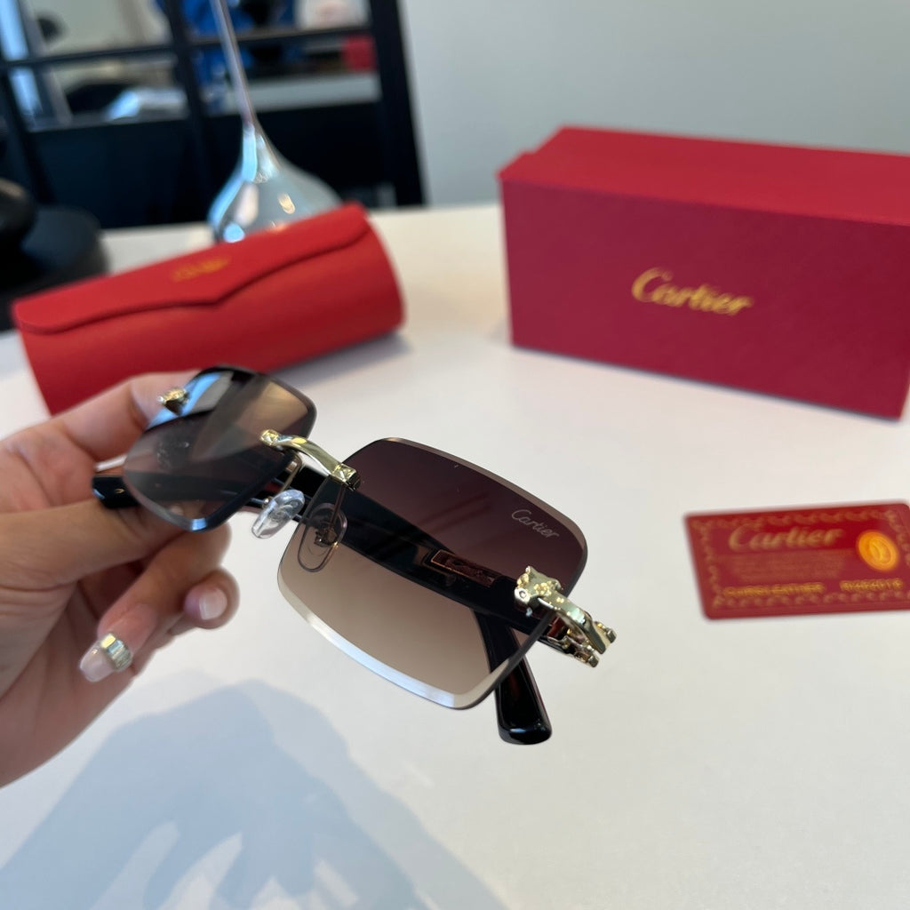 Cartier Lightweight Metal Rimless Red Lens Sunglasses for Men & Women - 432398 - detail image 5