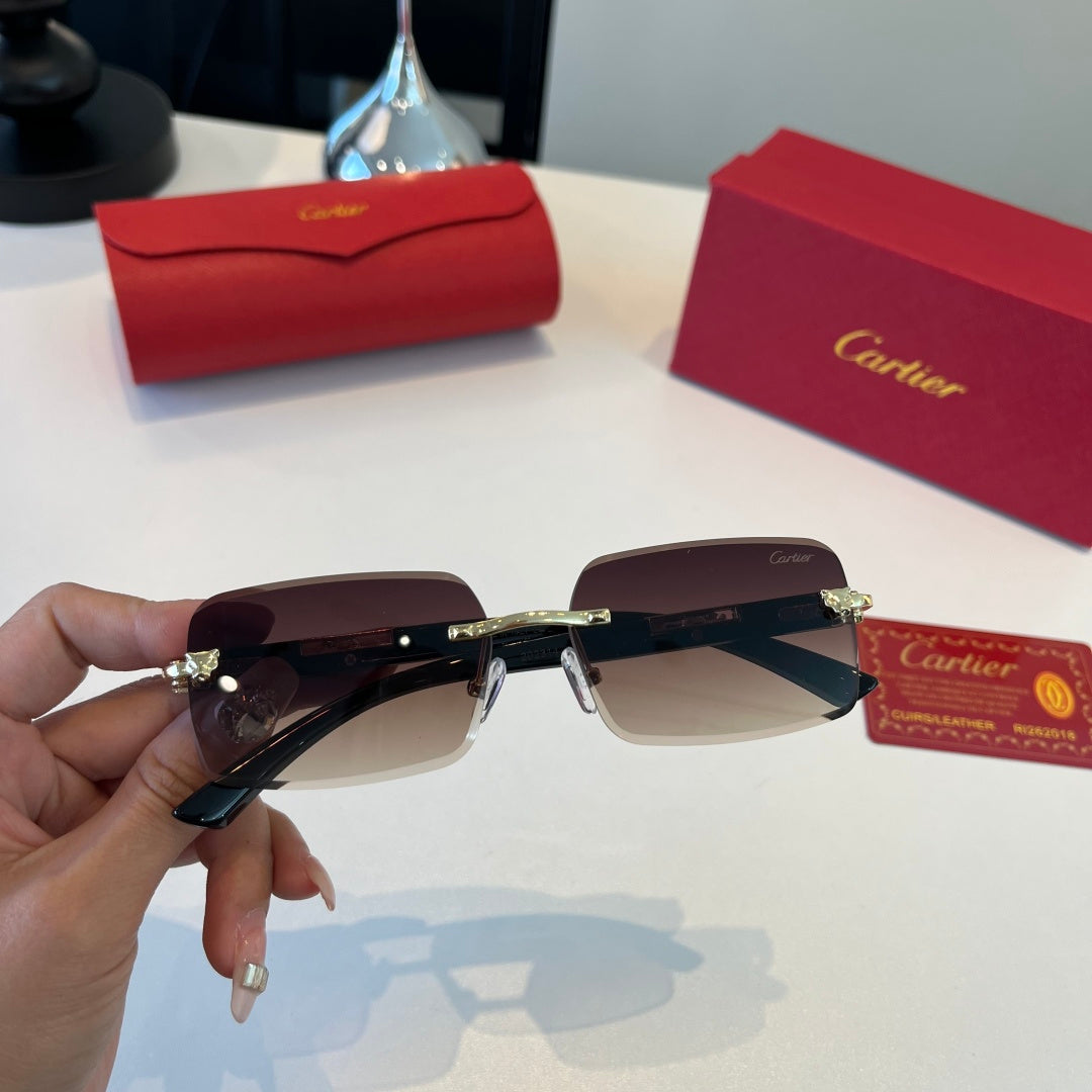 Cartier Lightweight Metal Rimless Red Lens Sunglasses for Men & Women - 372291 - detail image 4