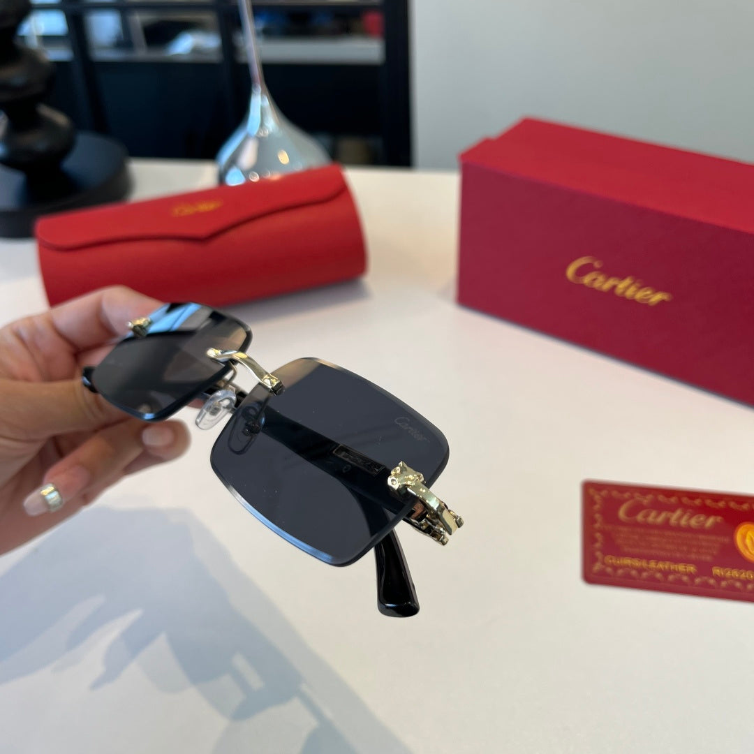 Cartier Lightweight Metal Rimless Silver Lens Sunglasses for Men & Wo - 372292 - detail image 5