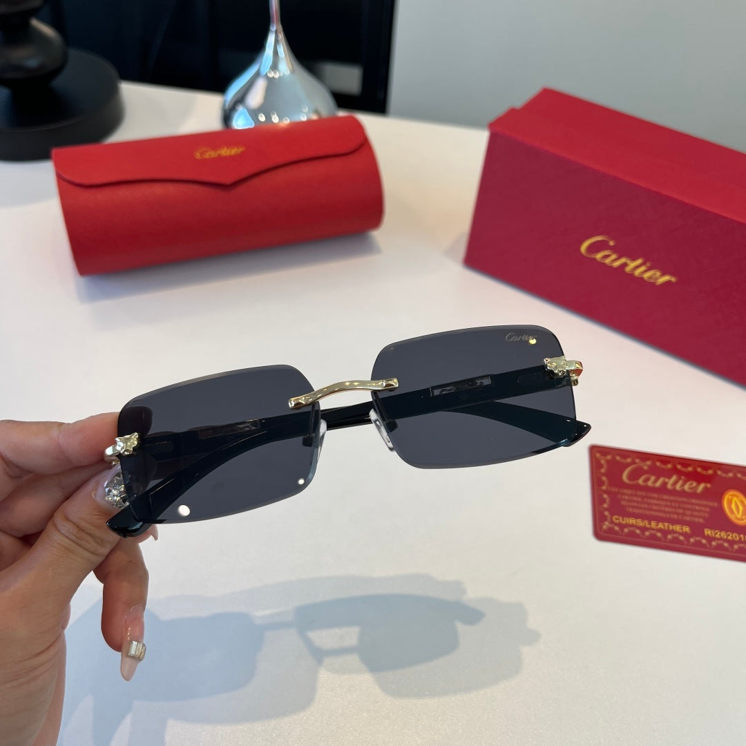 Cartier Lightweight Metal Rimless Silver Lens Sunglasses for Men & Wo - 372292 - detail image 4