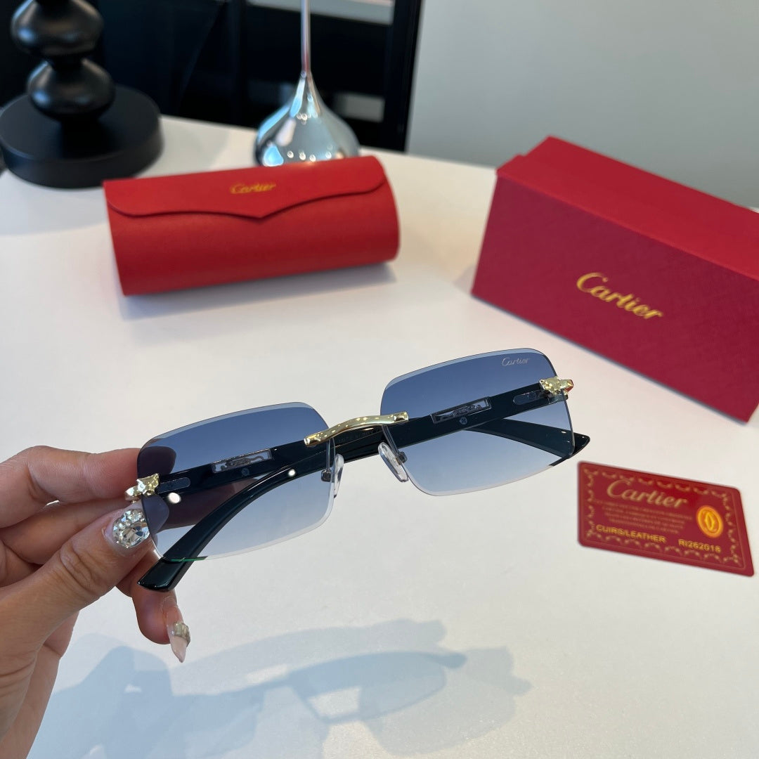 Cartier Lightweight Metal Rimless Blue Lens Sunglasses for Men & Wome - 372293 - detail image 4