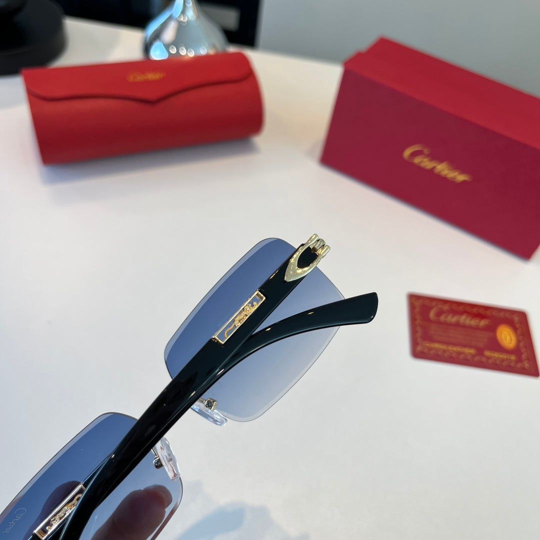 Cartier Lightweight Metal Rimless Blue Lens Sunglasses for Men & Wome - 372293 - detail image 6