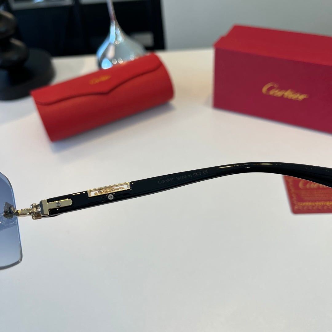 Cartier Lightweight Metal Rimless Blue Lens Sunglasses for Men & Wome - 372293 - detail image 8