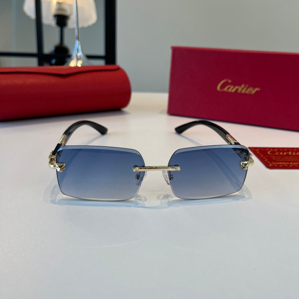 Cartier Lightweight Metal Rimless Blue Lens Sunglasses for Men & Wome - 372293 - detail image 2