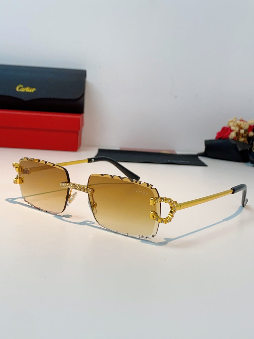 Cartier Fashion Orange Lens Sunglasses for Men & Women - 415947