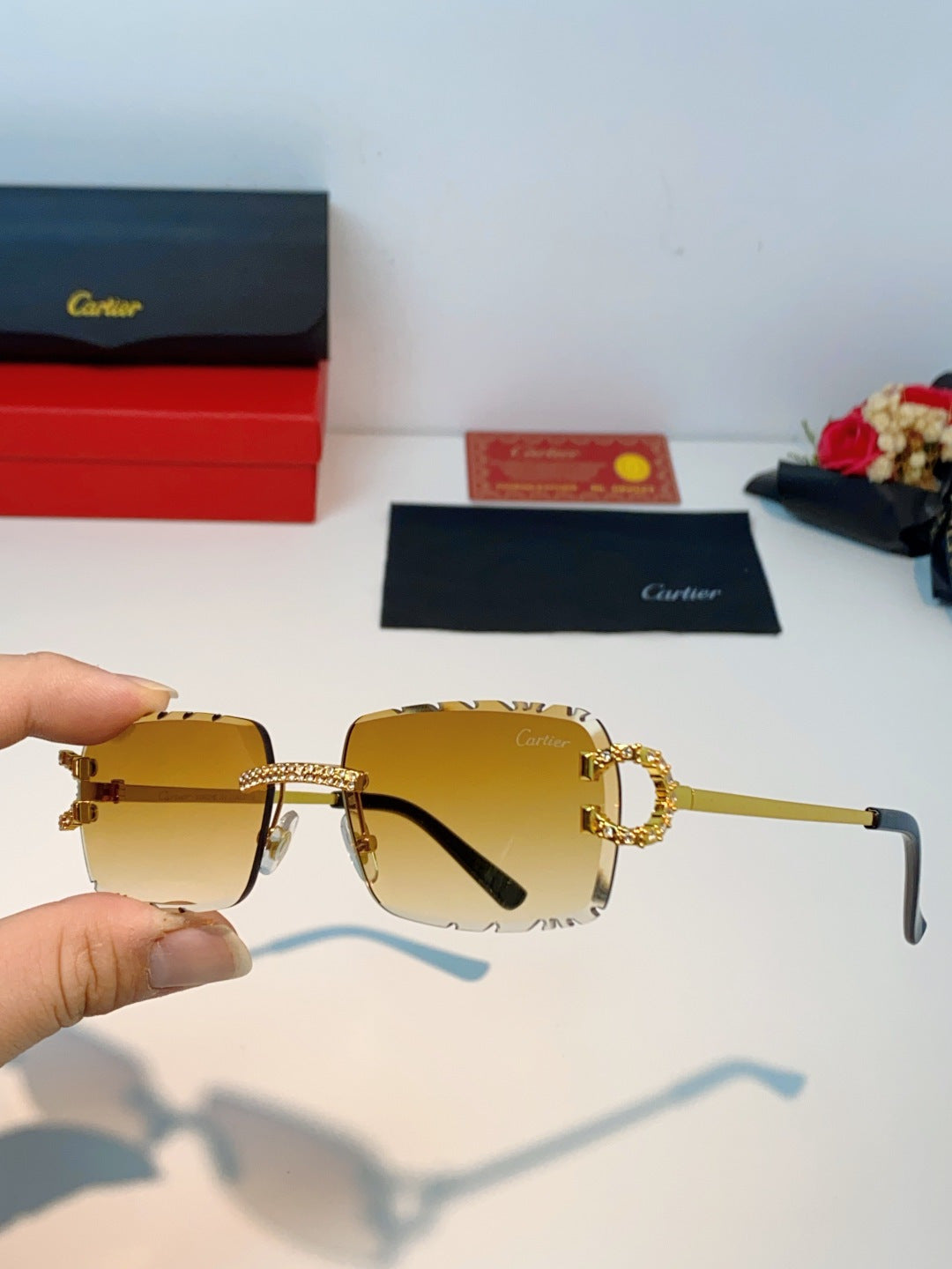 Cartier Fashion Orange Lens Sunglasses for Men & Women - 465908 - detail image 6