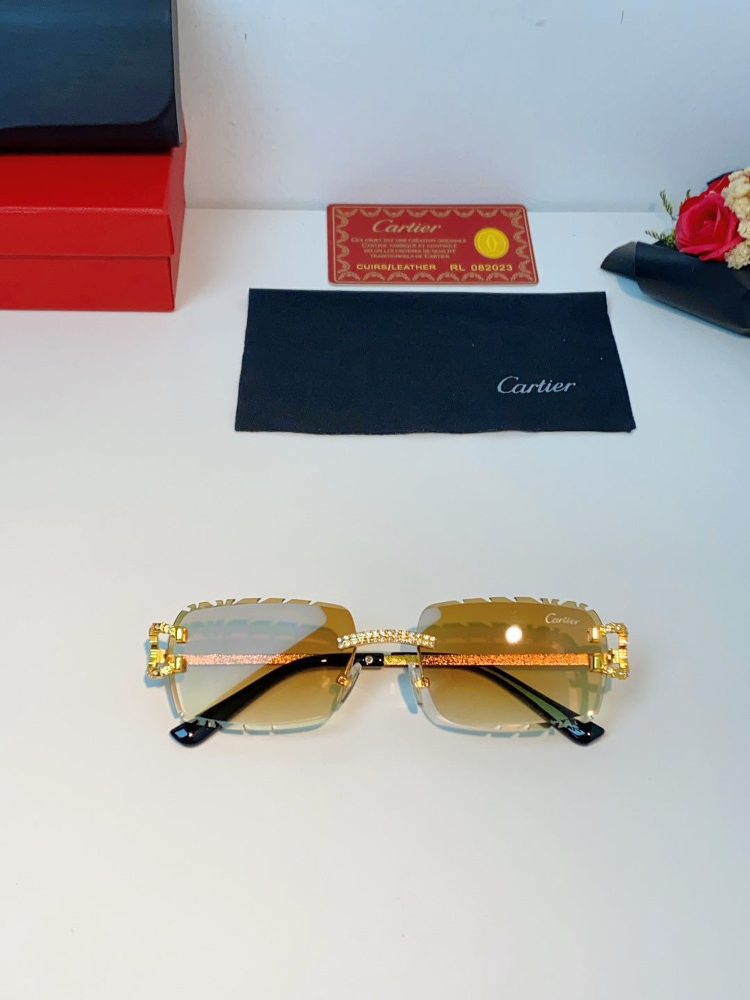 Cartier Fashion Orange Lens Sunglasses for Men & Women - 465908 - detail image 9