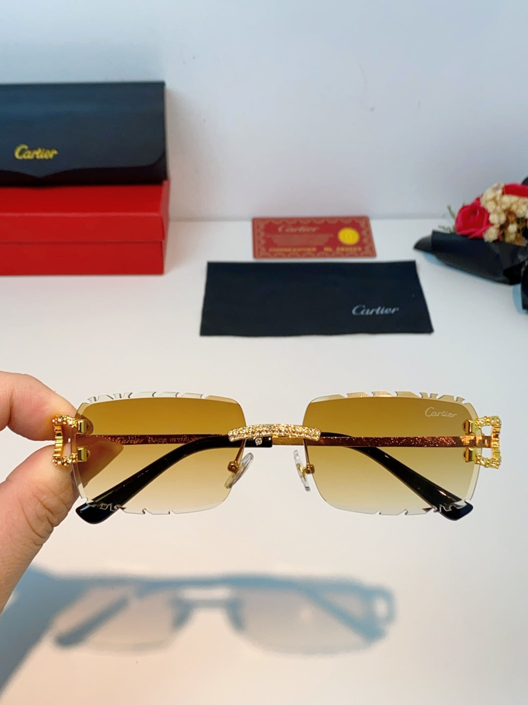Cartier Fashion Orange Lens Sunglasses for Men & Women - 465908 - detail image 4