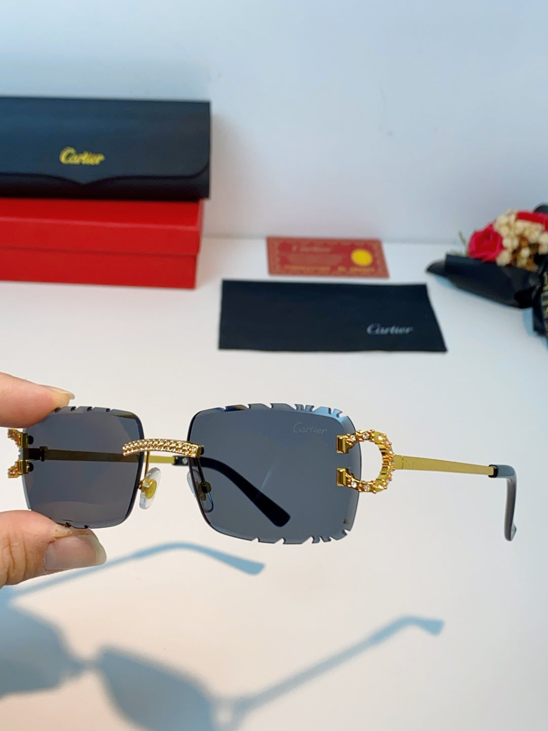 Cartier Fashion Black Lens Sunglasses for Men & Women - 415950 - detail image 6