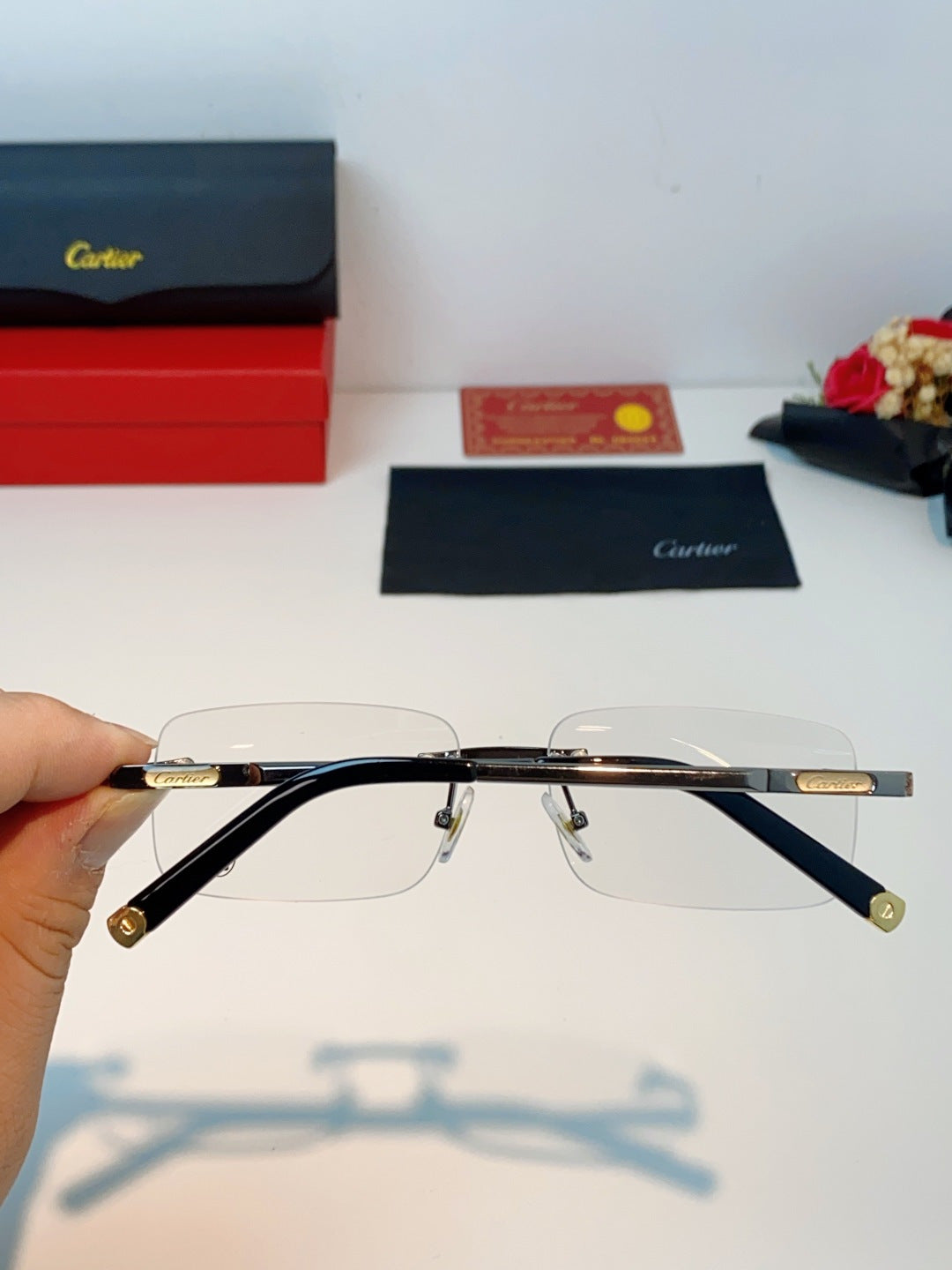 Cartier Lightweight Rimless Silver Lens Sunglasses for Men & Women - 415952 - detail image 5