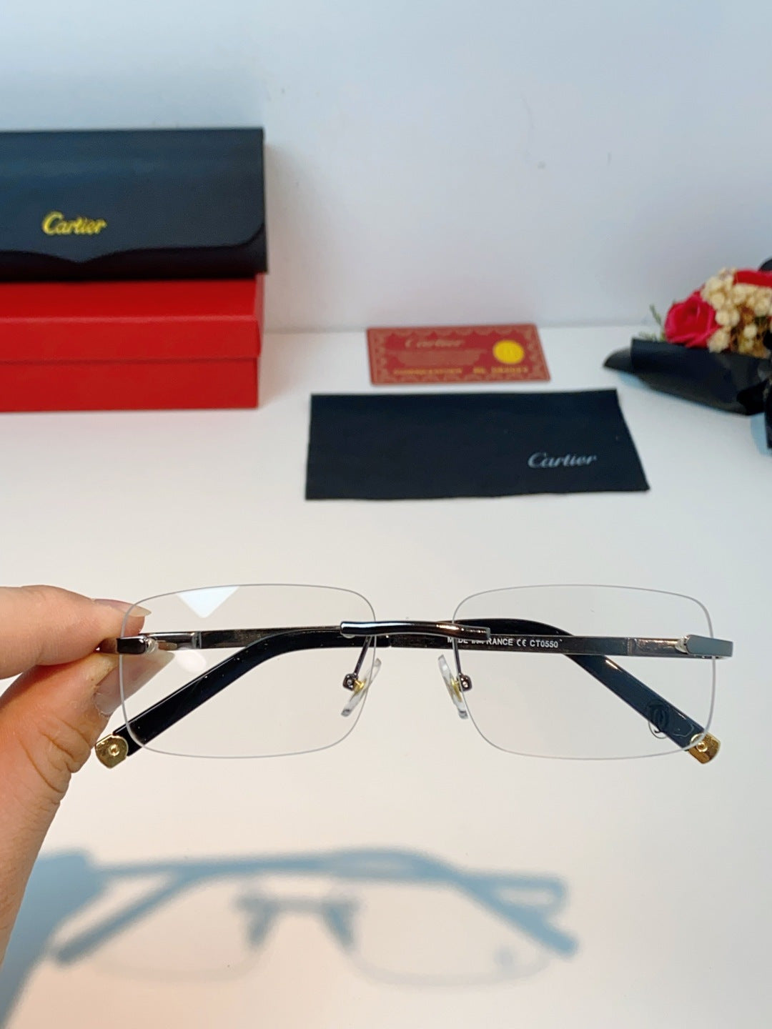 Cartier Lightweight Rimless Silver Lens Sunglasses for Men & Women - 465913 - detail image 4