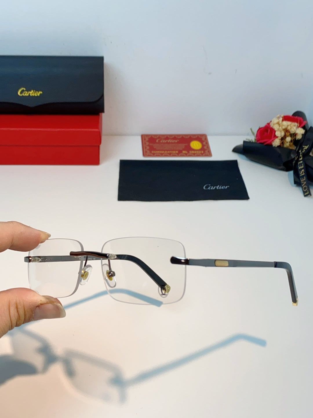Cartier Lightweight Rimless Silver Lens Sunglasses for Men & Women - 465913 - detail image 6